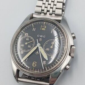 CWC Military Pilot Chronograph Watch Stainless Steel Black Dial A46670 Working